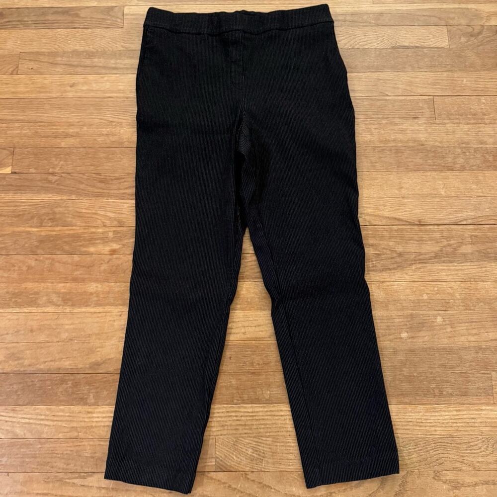 Hillary Radley black gold pull on straight leg dress ankle pants sz large L
 b43